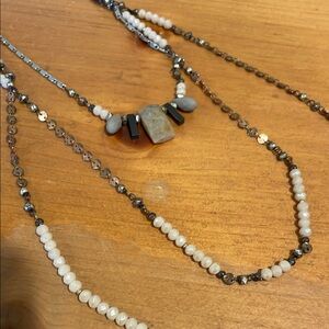 New without Tags White Layered Necklace with Intricate Beads